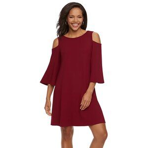 Lauren Ralph Lauren Burgundy Velvet Elegant Cold Shoulder Dress Size 12